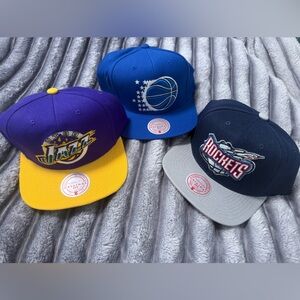 NWT Bundle Mitchell & Ness NBA Team Caps - Purple, Blue, Navy